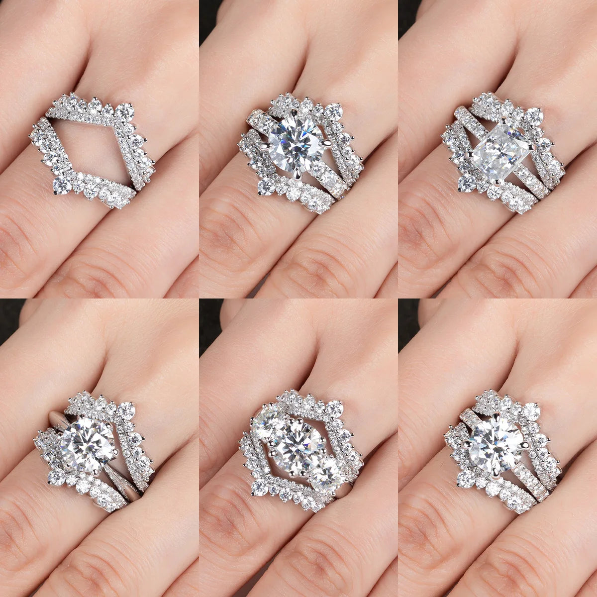 Heart moissanite ring top view showing heart stone arrangement, 18K gold — Aurora Moissanite