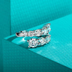 Moissanite fully set band 4.2cttw D color VVS1, prong setting close-up — Aurora Moissanite
