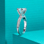 3ct round moissanite ring, side profile, 18K gold plated — Aurora Moissanite