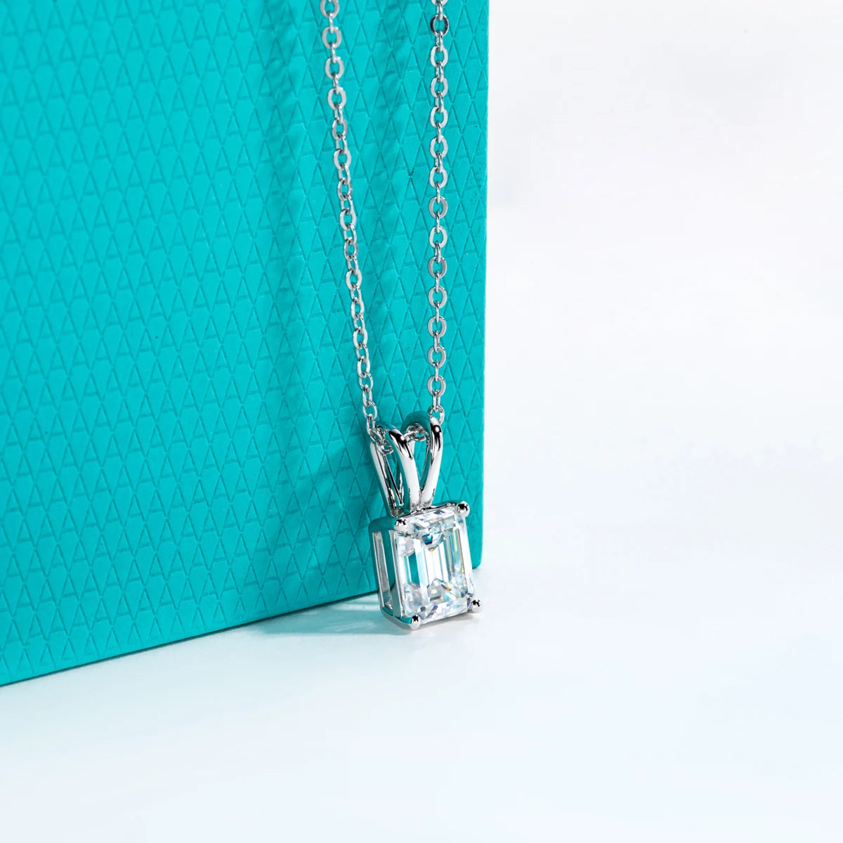 AnuJewel 2ct/3ct/4ct/5ct D Color Emerald Cut Moissanite Diamond Pendant Necklace 925 Sterling Silver Jewelry Gifts for Women