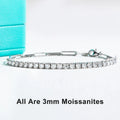 AnuJewel 3mm Moissanite Tennis Bracelet On Hand 925 Sterling Silver Lab Created Diamond 16+4cm Adjustable Bracelets For Woman