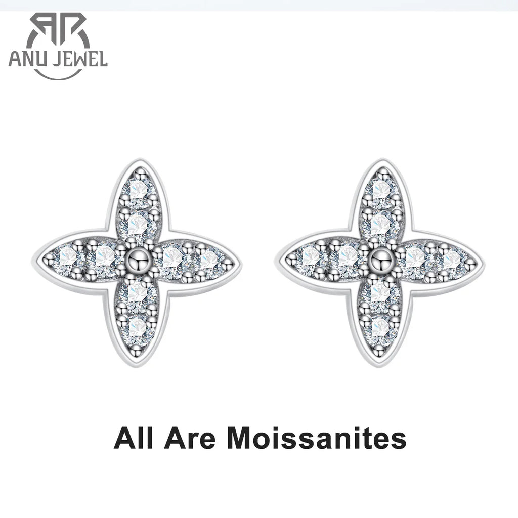 AnuJewel 1.5mm D Color Moissanite Diamond 925 Sterling Silver With Cer Classic Cross Stud Earrings For Woman Jewelry Wholesale