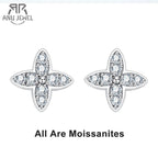 AnuJewel 1.5mm D Color Moissanite Diamond 925 Sterling Silver With Cer Classic Cross Stud Earrings For Woman Jewelry Wholesale