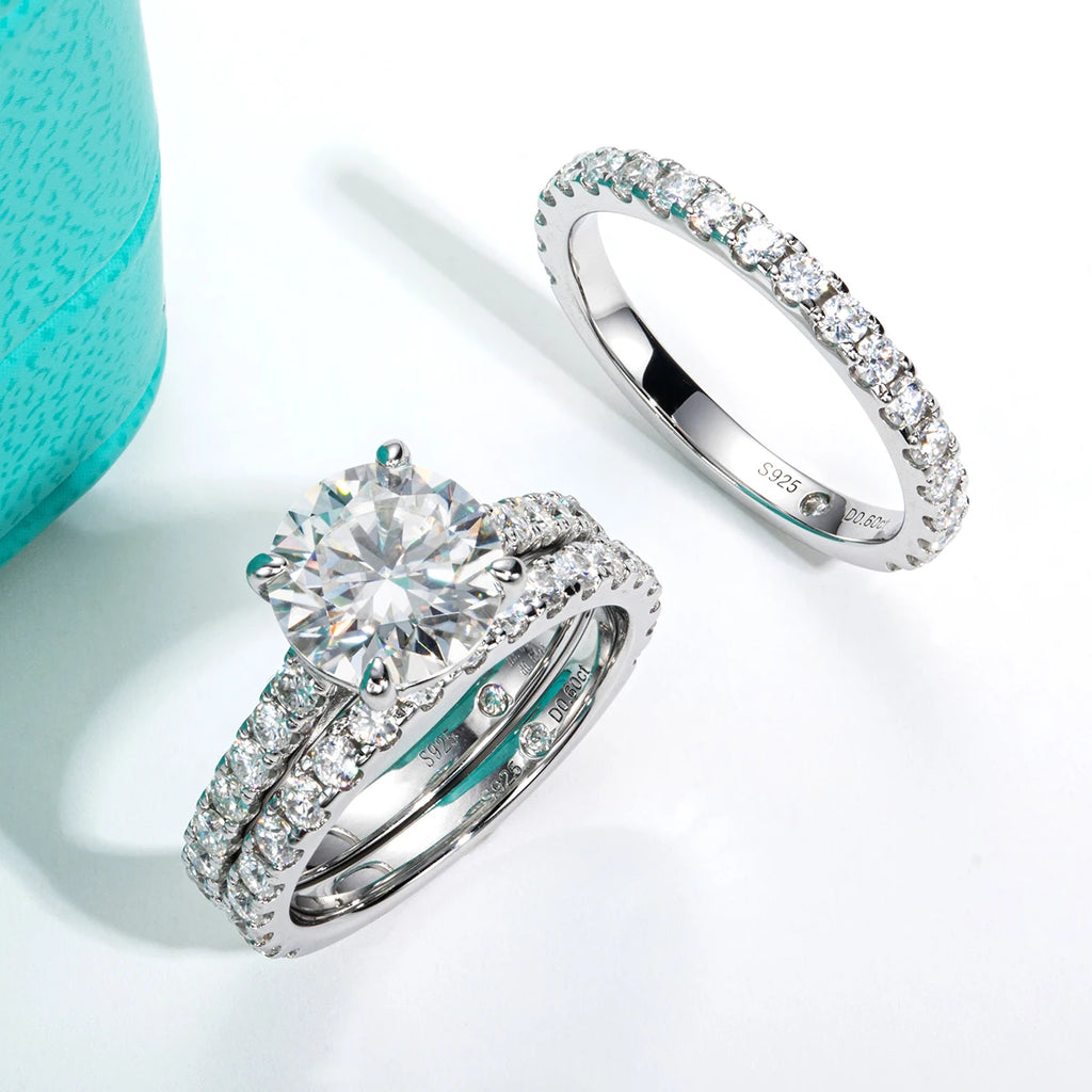 Moissanite bridal set 3ct center 4.15cttw total D color VVS1 — Aurora Moissanite