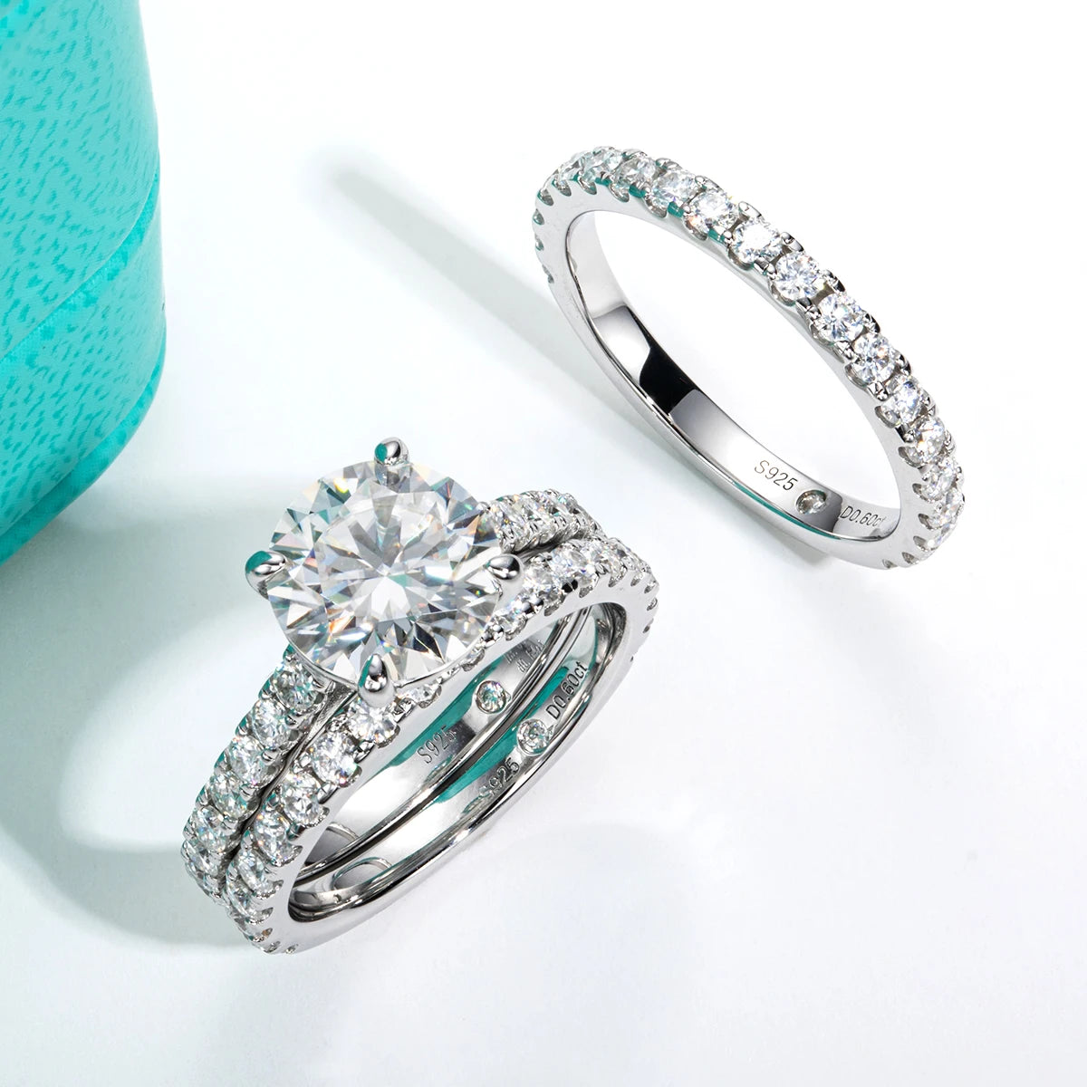 Moissanite bridal set 3ct center 4.15cttw total D color VVS1 — Aurora Moissanite