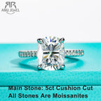 5ct cushion moissanite D color solitaire ring, S925 sterling silver — Aurora Moissanite