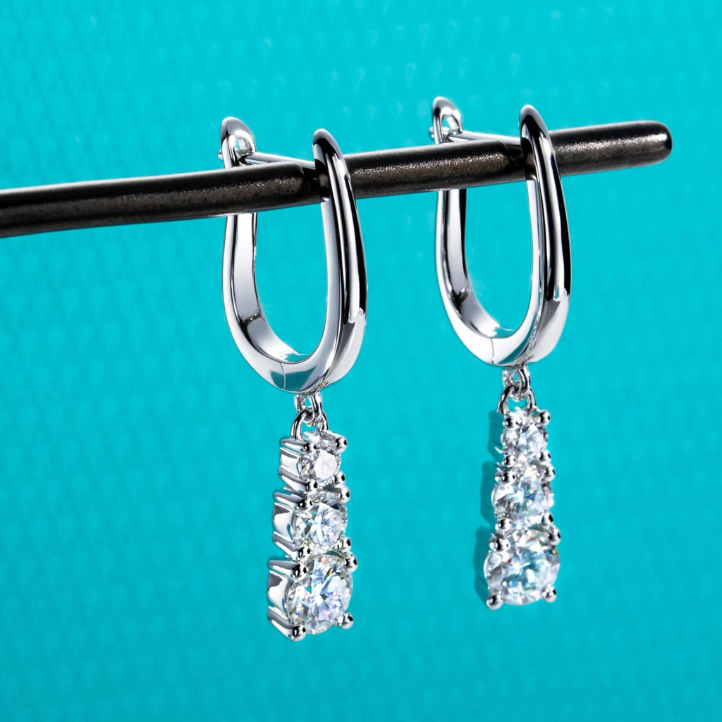 Moissanite dangle drops 1.8cttw D color VVS1, S925 — Aurora Moissanite