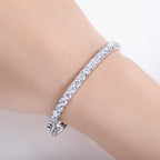 AnuJewel 4mm(11.7cttw) Moissanite Eternity Bracelet 925 Sterling Silver 18K White Gold Plated Classic Bangle for Women Jewelry
