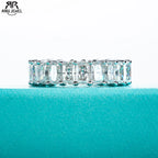 8.1cttw emerald cut moissanite eternity band, S925 sterling silver — Aurora Moissanite