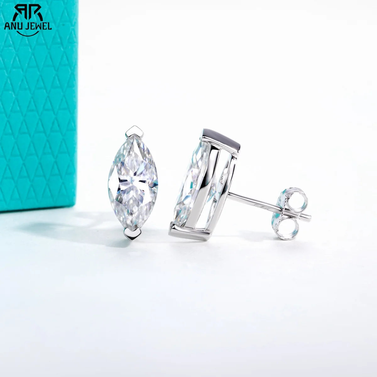 AnuJewel 1cttw-6cttw Marquise Moissanite Earrings 925 Sterling Silver D Color VVS1 Moissanite Classic Stud Earring for Woman