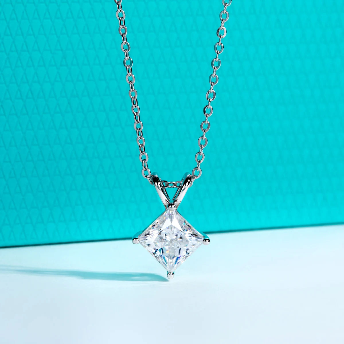AnuJewel 2ct/3ct/4ct/5ct D Color Princess Cut Moissanite Diamond Pendant Necklace 925 Sterling Silver Elegant Gifts for Women