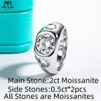 3cttw moissanite men's ring, 18K gold plated S925 — Aurora Moissanite