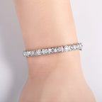 AnuJewel 4.5mm D Color Moissanite Diamond Luxurious Silver Bracelet 18K White Gold Plated Bezel Bangles For Woman Jewelry Gifts