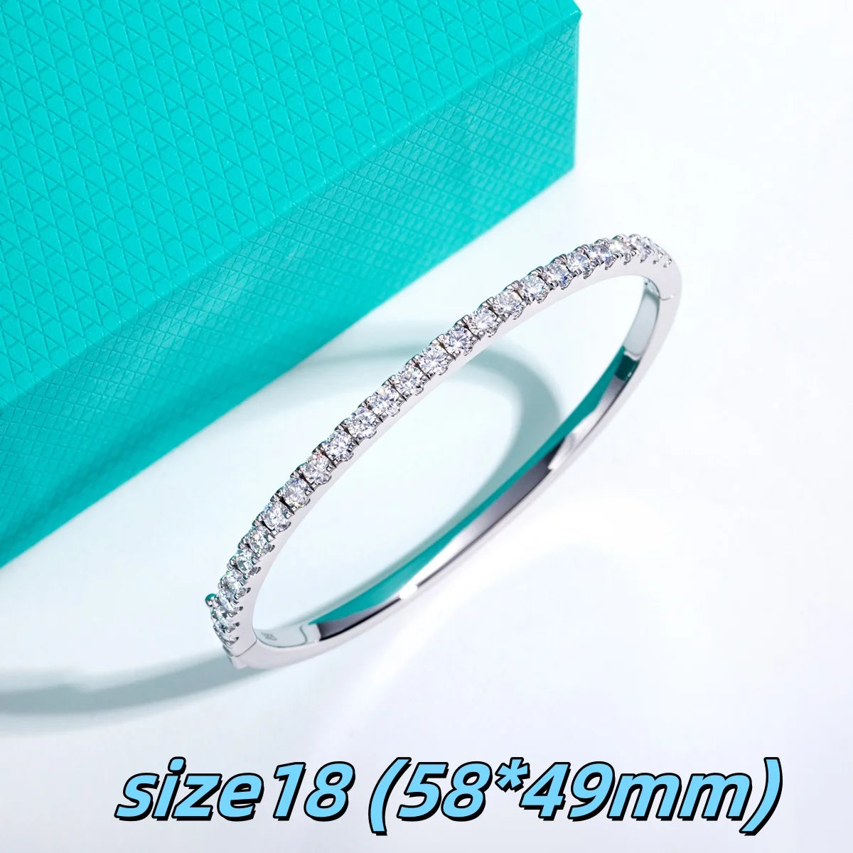 3mm moissanite bangle on wrist, D color VVS1, 18K white gold plated — Aurora Moissanite