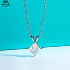 AnuJewel 2ct/3ct/4ct/5ct D Color Princess Cut Moissanite Diamond Pendant Necklace 925 Sterling Silver Elegant Gifts for Women