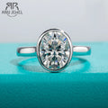 3ct oval moissanite bezel engagement ring, S925 sterling silver — Aurora Moissanite