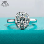 3ct oval moissanite bezel engagement ring, S925 sterling silver — Aurora Moissanite