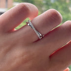 The Lace Band worn — moissanite cross wedding ring, 18K gold plated — Aurora Moissanite