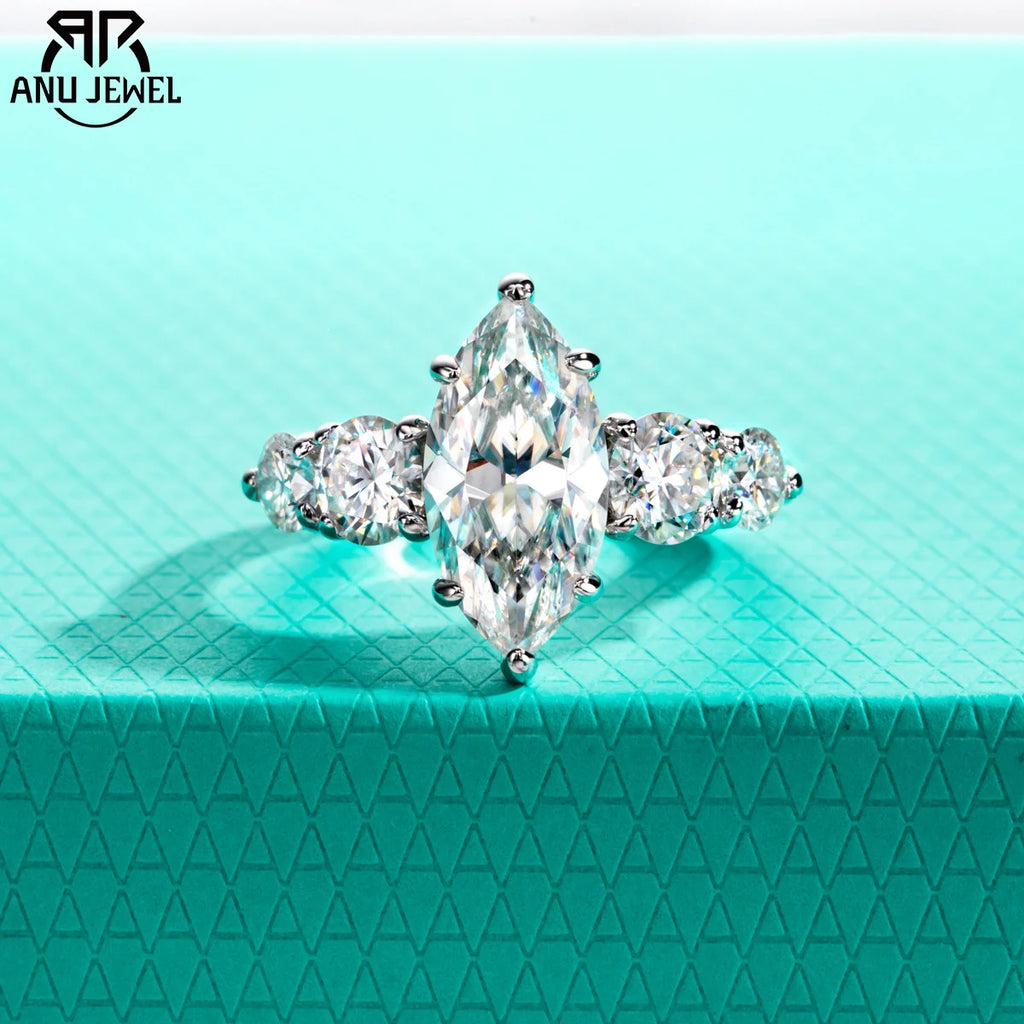 3ct marquise moissanite engagement ring, S925 sterling silver — Aurora Moissanite