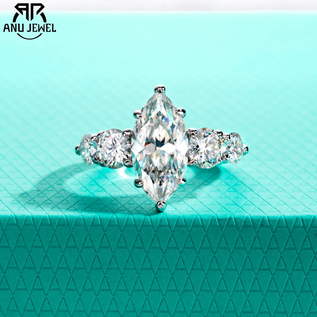 3ct marquise moissanite engagement ring, S925 sterling silver — Aurora Moissanite