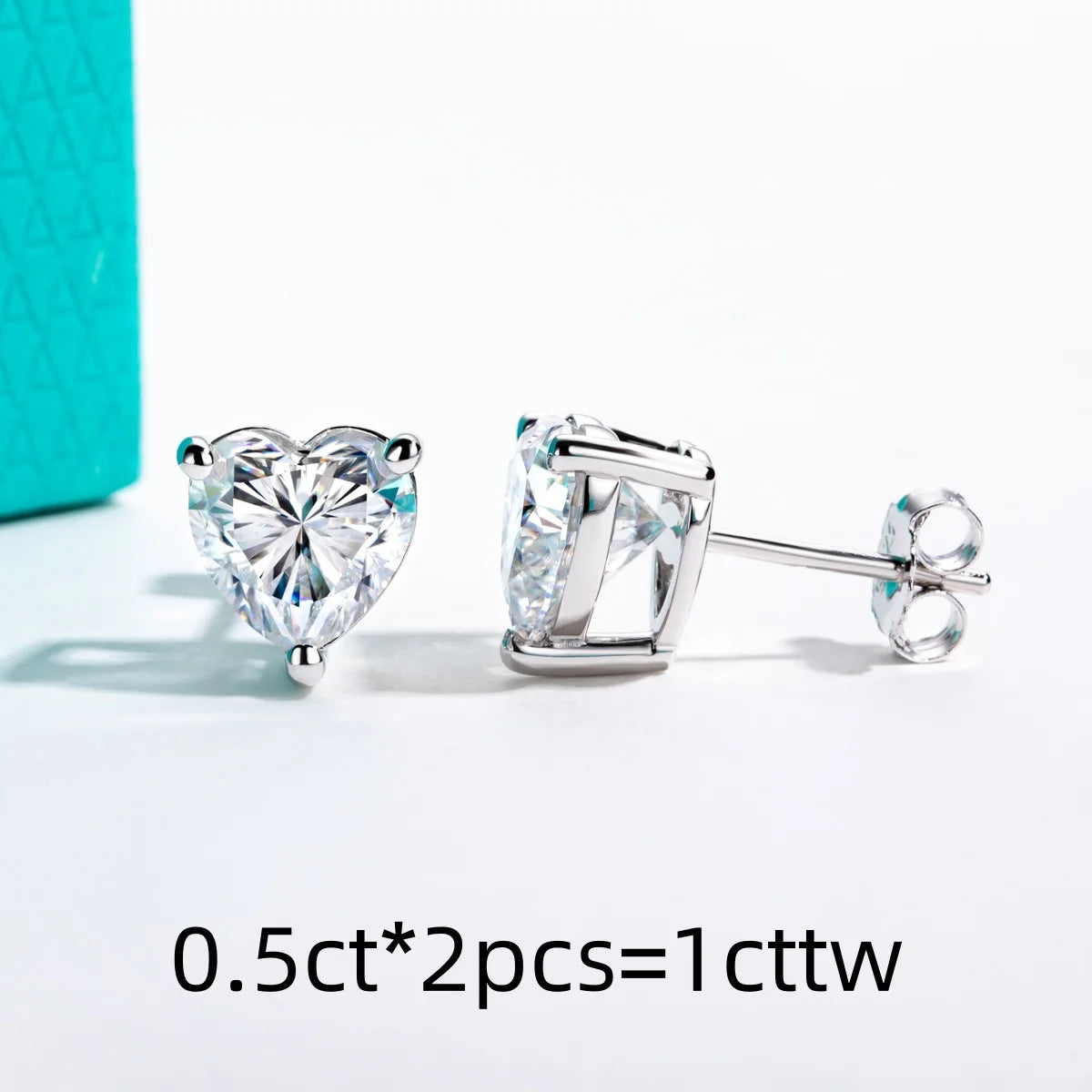 AnuJewel Heart Moissanite Stud Earrings 1cttw-6cttw D Color VVS1 925 Sterling Silver 18k Gold Plated Classic Women's Jewelry