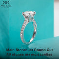 3ct round moissanite solitaire ring, 18K gold plated S925, sizes 4.5 to 10 — Aurora Moissanite