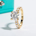 The Coen Ring white gold version — 4.3cttw moissanite, 18K white gold — Aurora Moissanite