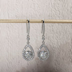 Teardrop moissanite earrings 1ct D color VVS1, hook closure — Aurora Moissanite