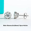 AnuJewel 2cttw-6cttw Moissanites Diamond Earrings 925 Sterling Silver D Color VVS1 Moissanite Classic Stud Earrings For Woman