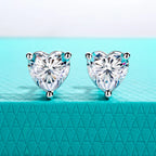 AnuJewel Heart Moissanite Stud Earrings 1cttw-6cttw D Color VVS1 925 Sterling Silver 18k Gold Plated Classic Women's Jewelry