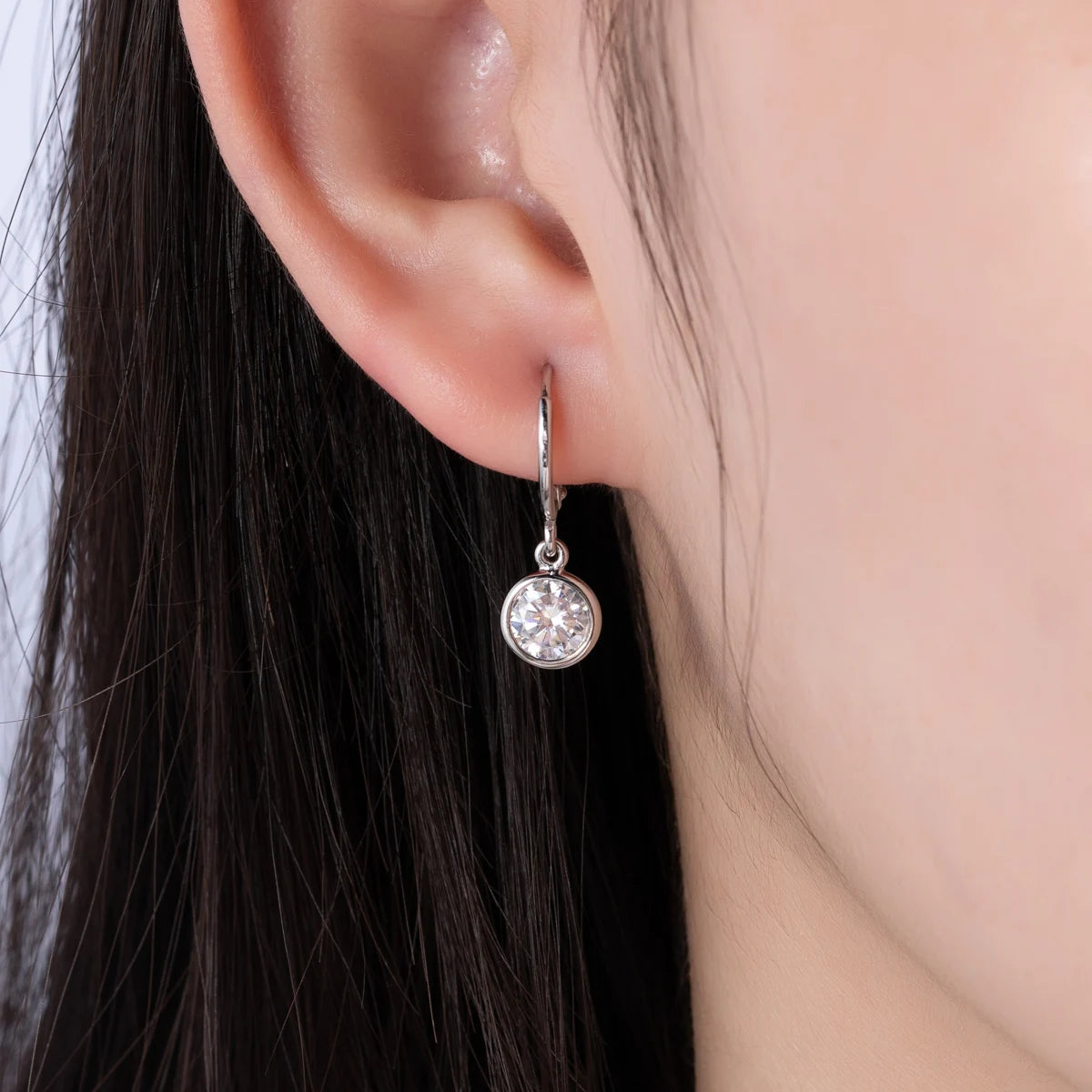 AnuJewel Moissanite Hoop Women's Earrings Huggies  925 Sterling Silver 2cttw Lab Created Diamond Drop Earrings Jewelry Wholesale
