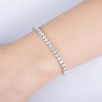 AnuJewel 3mm Moissanite Tennis Bracelet On Hand 925 Sterling Silver Lab Created Diamond 16+4cm Adjustable Bracelets For Woman