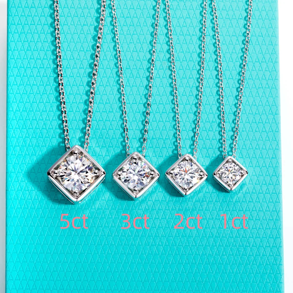 AnuJewel 1ct/2ct/3ct/5ct Moissanite Square Pendant Necklace 925 Sterling Silver 18k Gold Plated Necklace Women Jewelry Gifts