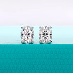 The Sova Earrings — oval moissanite studs multi-carat, front view — Aurora Moissanite