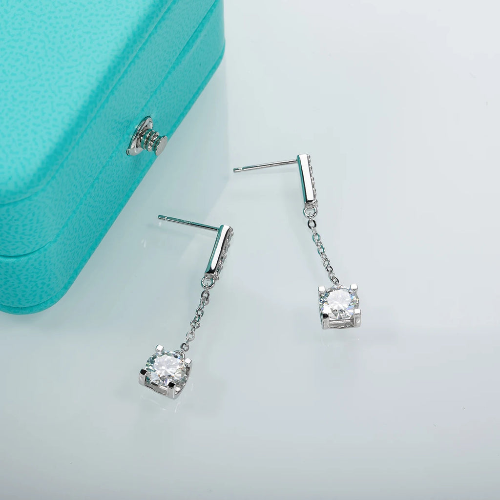 The Lace Earrings lifestyle — moissanite classic charm earrings worn — Aurora Moissanite
