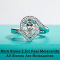 The Bria Ring worn — 2.5ct pear moissanite halo engagement ring, S925 — Aurora Moissanite