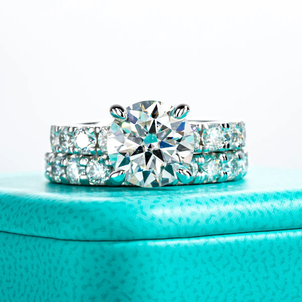 The Aryn Ring — 3.5ct moissanite with 3mm eternity band included — Aurora Moissanite