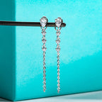 The Pira Earrings — 1cttw pear moissanite drops, front view — Aurora Moissanite