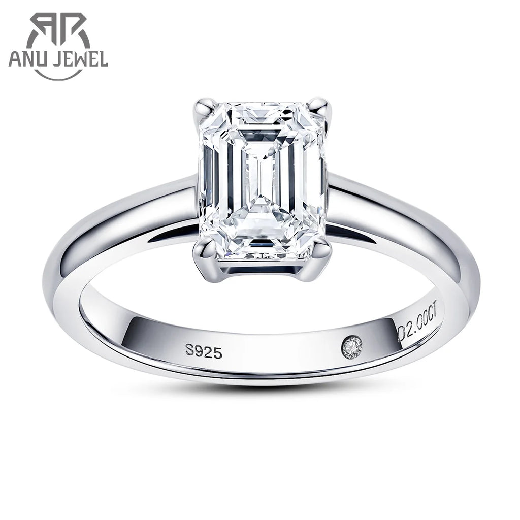2ct emerald cut moissanite engagement ring 6x8mm, S925 — Aurora Moissanite