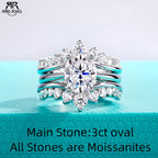 3ct oval moissanite bridal set, 18K gold plated S925 — Aurora Moissanite