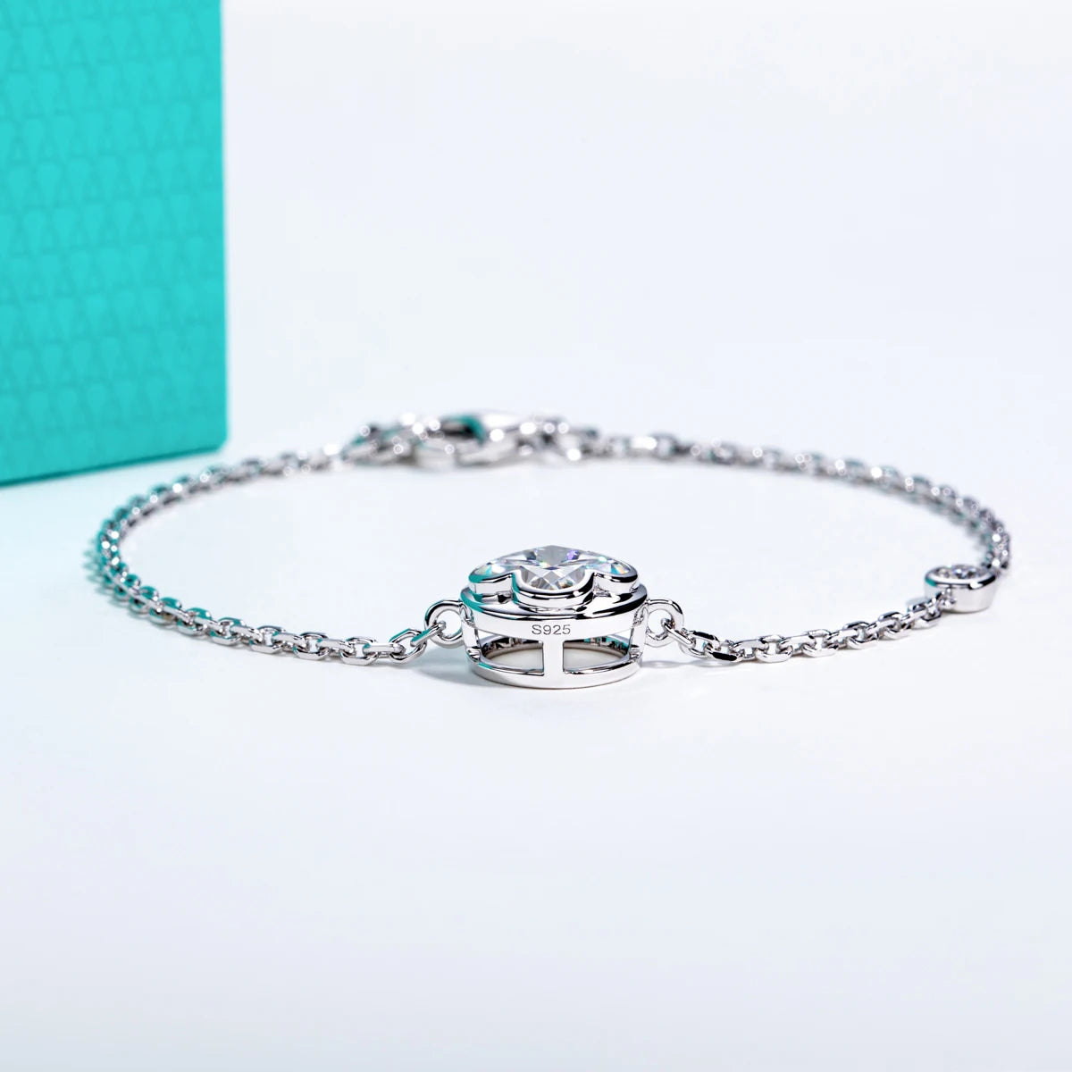 AnuJewel 2ct (7x7mm) Four-Leaf Clover Cut Moissanite Bezel Bracelet 925 Sterling Silver 16+2cm Bracelets for Women Jewelry Gift