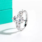 The Sora Ring worn — 3ct marquise cut moissanite solitaire, S925 silver — Aurora Moissanite