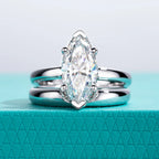 The Mave Ring — 3ct marquise moissanite bridal set, front view — Aurora Moissanite