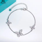 Moissanite butterfly bracelet, 18K gold plated S925 sterling silver — Aurora Moissanite