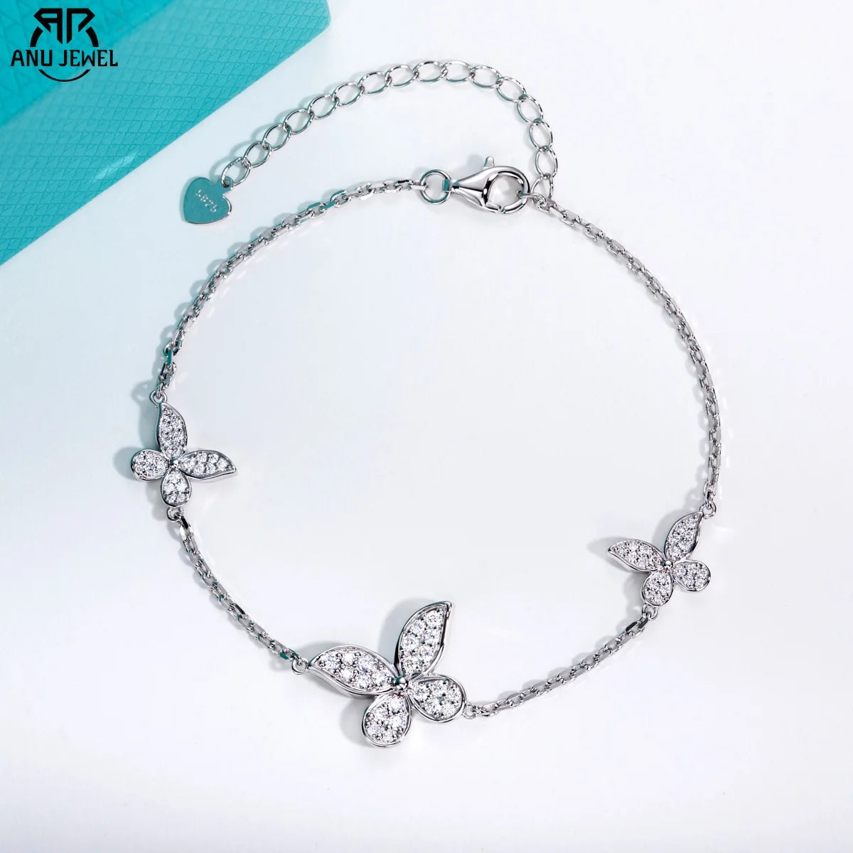 Moissanite butterfly bracelet, 18K gold plated S925 sterling silver — Aurora Moissanite