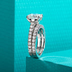 3ct oval moissanite bridal set, side profile, S925 — Aurora Moissanite