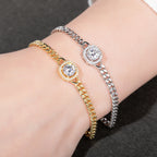 The Link Bracelet worn — moissanite Cuban chain bracelet, 18K white gold S925 — Aurora Moissanite