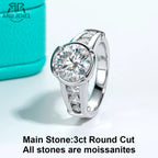 3ct round moissanite engagement ring unisex, 18K gold plated S925 — Aurora Moissanite