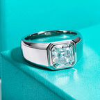 Asscher moissanite 3ct D color VVS1, men's gold ring octagonal cut — Aurora Moissanite