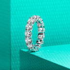 4.5mm moissanite wedding band, side profile, S925 sterling silver — Aurora Moissanite